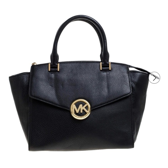 Michael Kors | Hudson Black Pebbled Leather Satchel - Picture 2 of 14